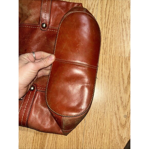 Fossil Canvas Earthtone Reddish Used Leather Handbag Purse! Real - Picture 8 of 9